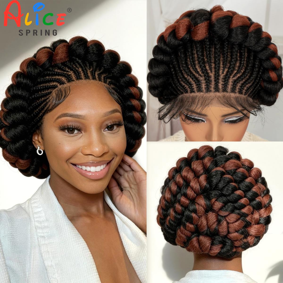 Synthetic Braided Wigs For Black Women - Mısır Örgülü Peruklar Sentetik Tam Dantel