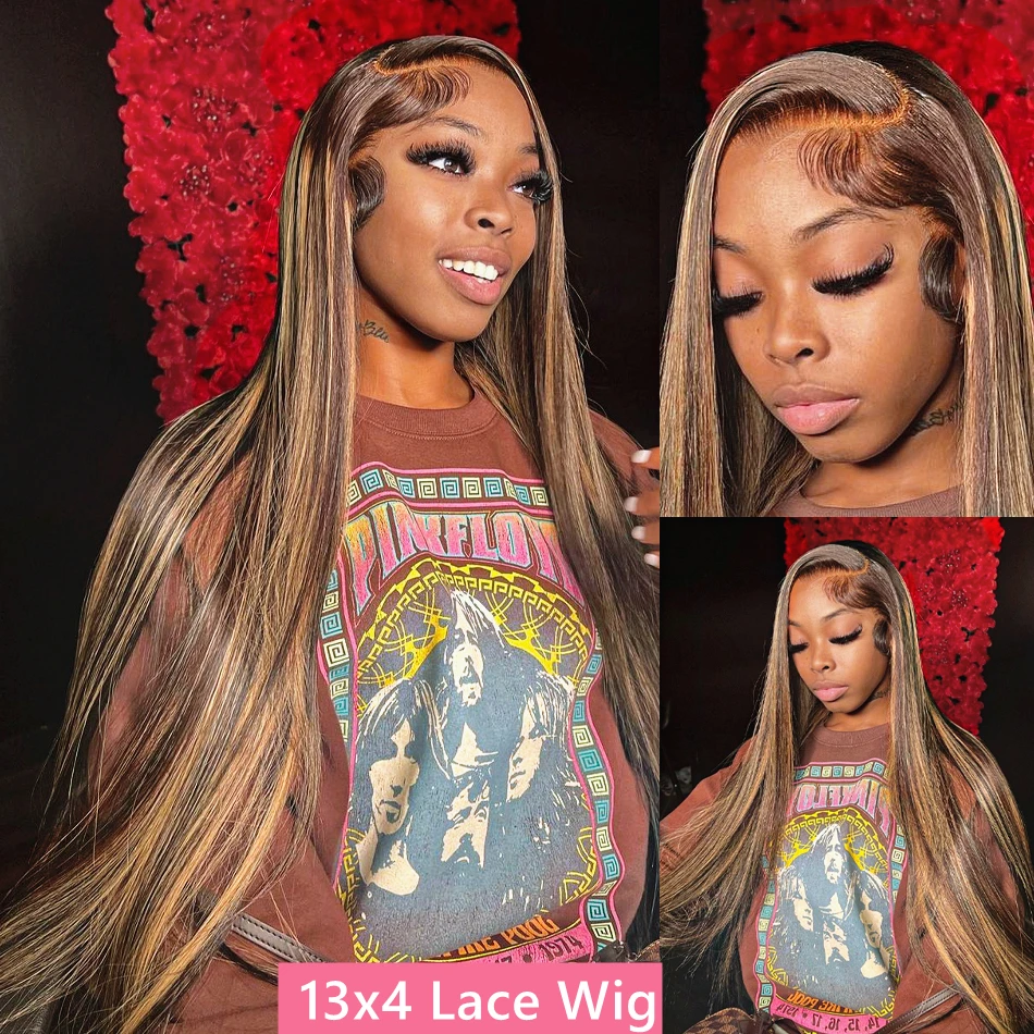 613 Blonde Body Wave Lace Front Wig - 13x4 Kahverengi Pembe Mavi Dantel Ön