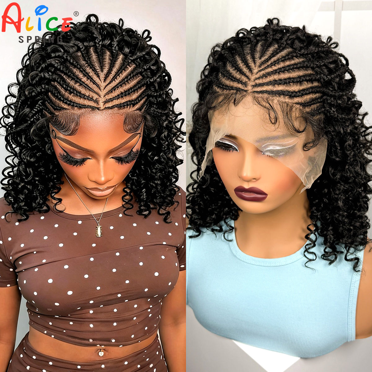 Synthetic Braided Wigs For Black Women - 16 İnç Doğal Mısır Örgülü Sentetik