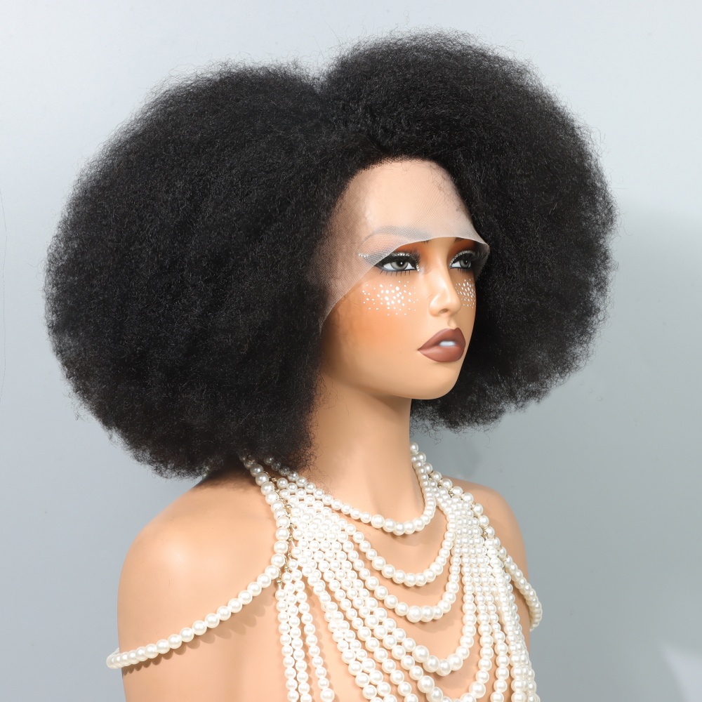 Glueless Wear And Go Human Hair Wig - Siyah Kadınlar İçin 14 İnç Afro