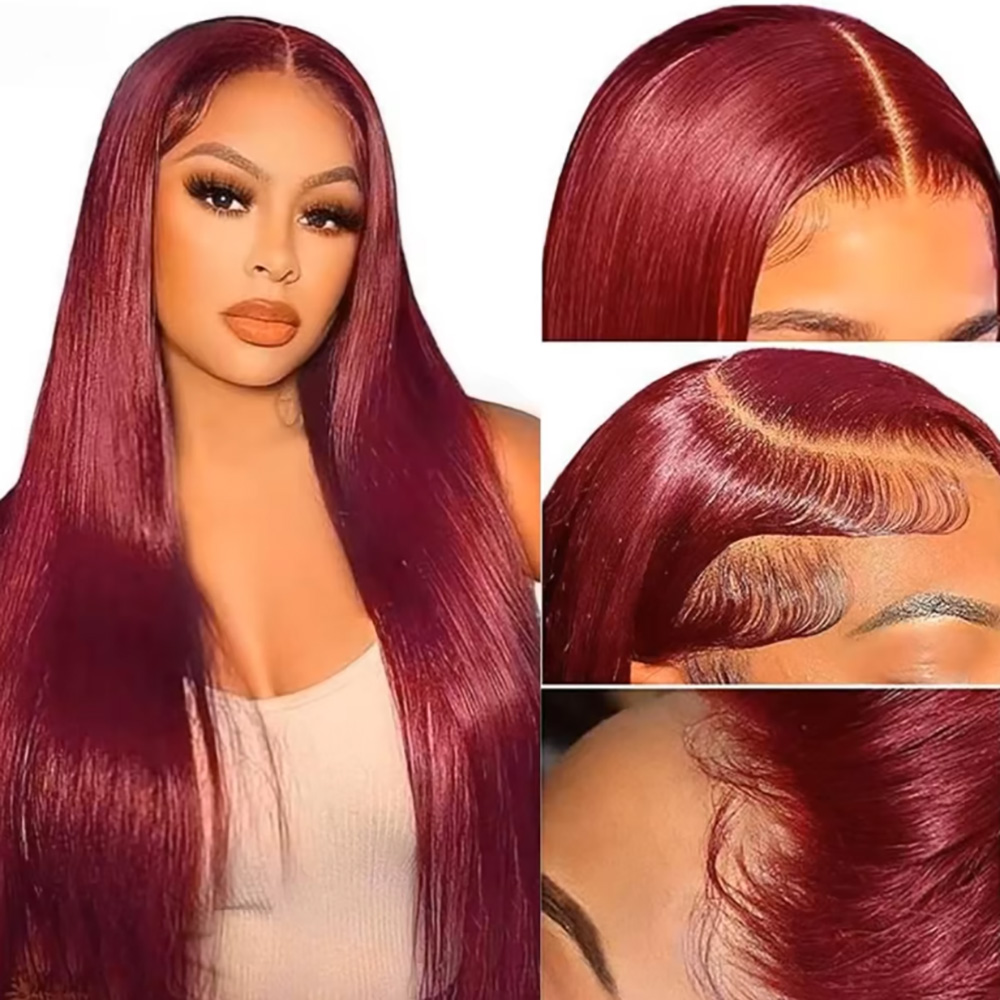 99J Bordo İpeksi Düz Gerçek Sa - Lace Front Wigs incelemesi ve fiyatı