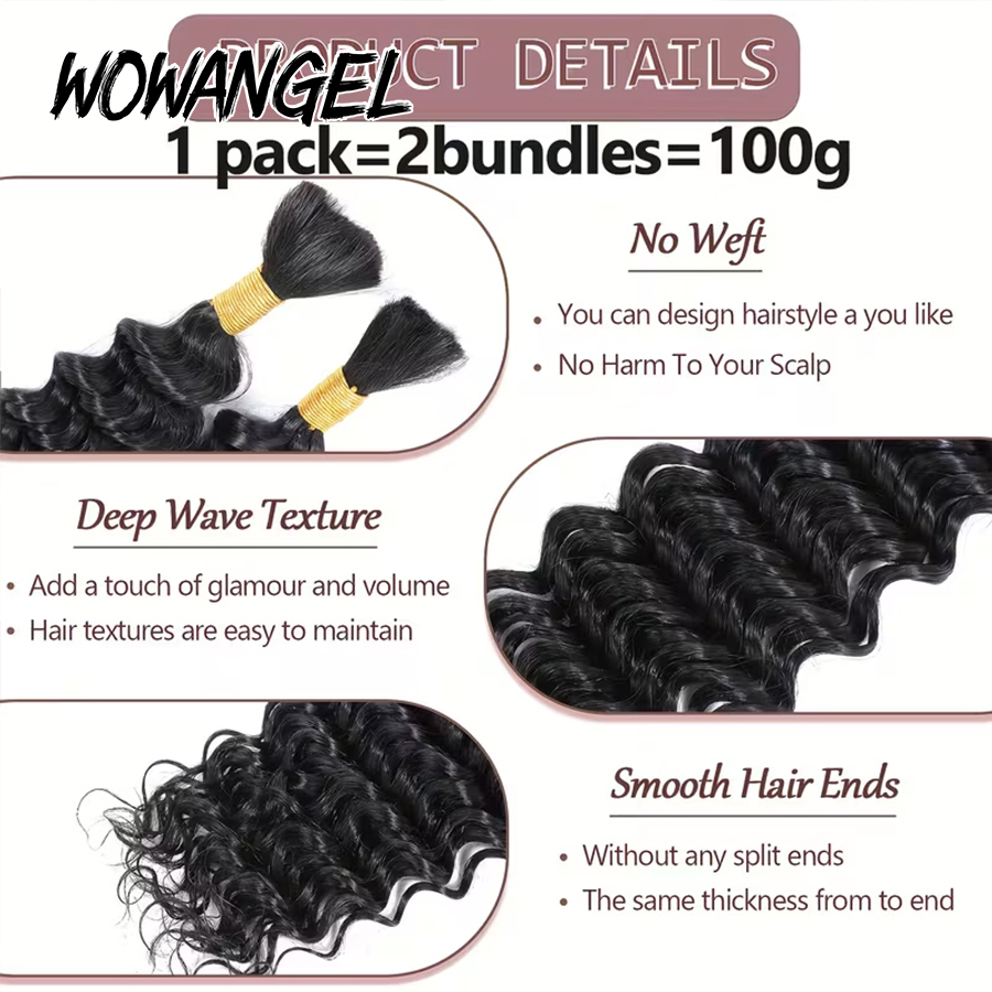 Boho Örgüler İçin Gerçek Saç T - Water Wave Bulk Human Hair For Braiding incelemesi ve fiyatı