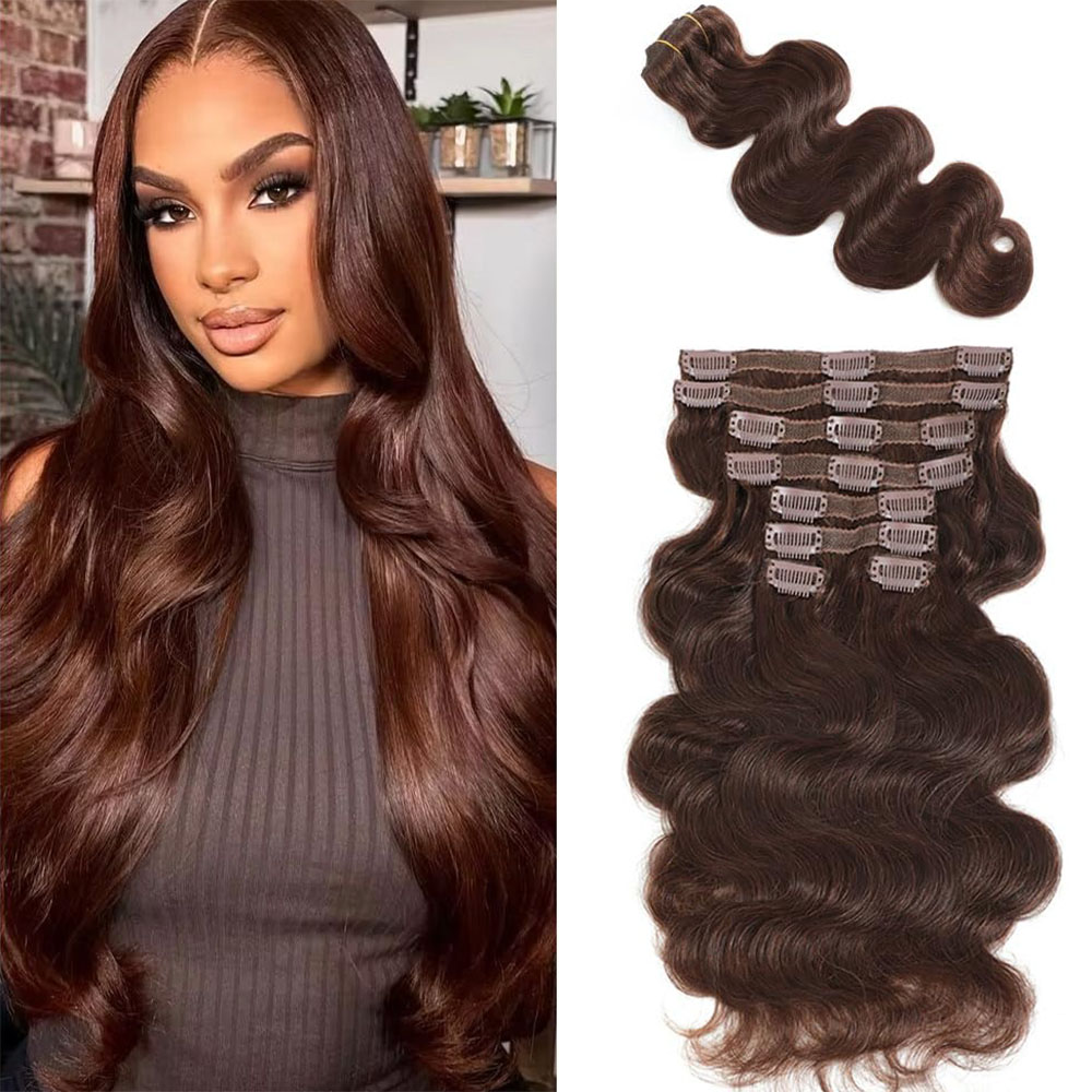 # 4 Çikolata Kahverengi Dalgal - Seamless Clip In Hair Extensions Human Hair incelemesi ve fiyatı