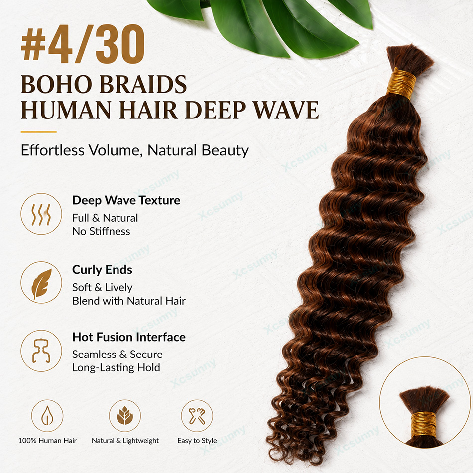 Renk # 4/30 Boho Örgüler İnsan - Water Wave Bulk Human Hair For Braiding incelemesi ve fiyatı
